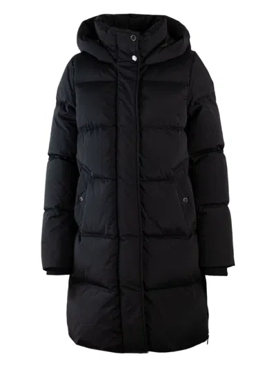 WOOLRICH PADDED HOODED BLACK GIACCONI COAT
