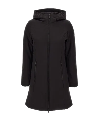Woolrich Padded Hooded Raincoat In Black