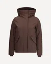 Woolrich Long-sleeved Hooded Parka Coat In Brown