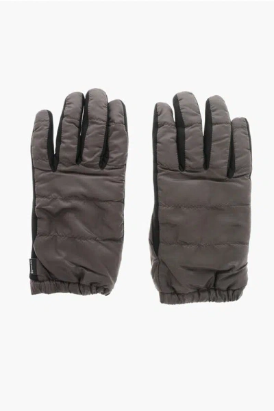 Woolrich Padded Nylon Touch Screen Gloves In Gray