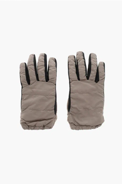 Woolrich Padded Nylon Touch Screen Gloves In Neutral