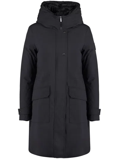 Woolrich Military Technical Fabric Parka With Internal Removable Down Jacket In Black