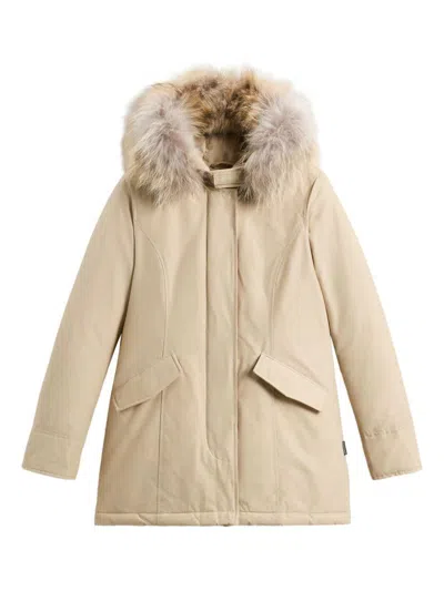 Woolrich Arctic Raccoon Parka With Detachable Fur Trim In Neutral