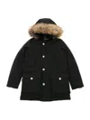 Woolrich Padded Parka With Fur-trimmed Hood In Black