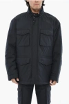 Woolrich Padded Utility Jacket With Hidden Closure In Black