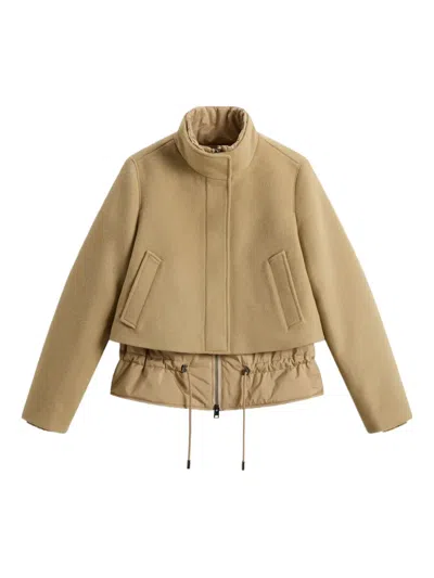 Woolrich Panelled High-neck Jacket In Brown