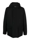 Woolrich Classic Hooded Coat With Front Button Closure In Negro