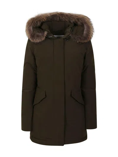 Woolrich Luxury Arctic Raccoon Parka In Dark Green