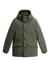 Woolrich Hooded Button-fastening Padded Jacket In Green