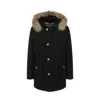 Woolrich Navy Blue Hooded Coat In Black