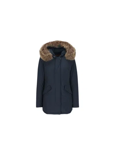 Woolrich Parka Arctic Raccoon Luxury In Blue