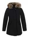 Woolrich Detachable Fur Collar Parka Coat In Black