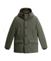 Woolrich Hooded Button-fastening Padded Jacket In Green