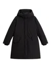 Woolrich Minimalist Black Coat With High Collar In Black