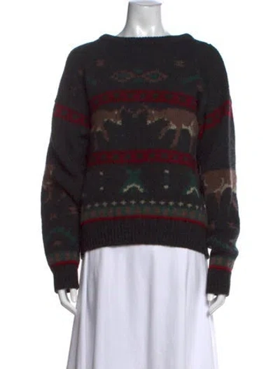 Pre-owned Woolrich Patterned Crew Neck Sweater In Black