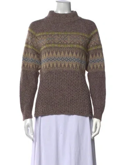 Pre-owned Woolrich Patterned Mock Neck Sweater In Neutrals