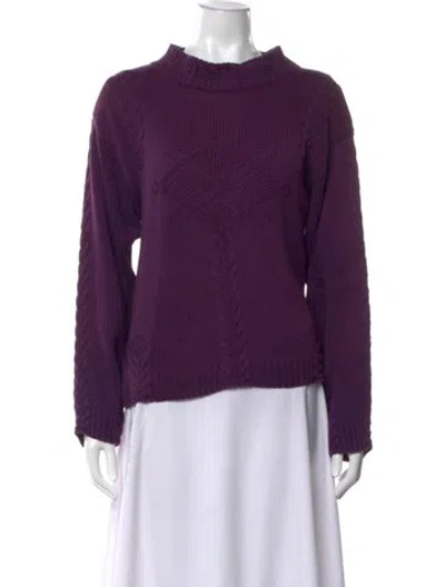 Pre-owned Woolrich Patterned Mock Neck Sweater In Purple