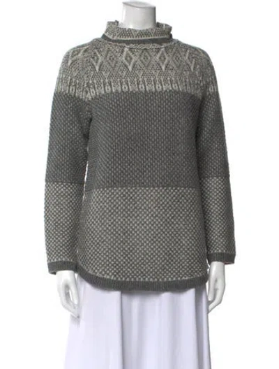 Pre-owned Woolrich Patterned Turtleneck Sweater In Gray