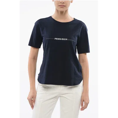 Woolrich Penn-rich Printed Logo Cotton T-shirt With Women's Microstuds