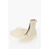 Woolrich Perforated Leather Combat Booties With Back Zip In Gold