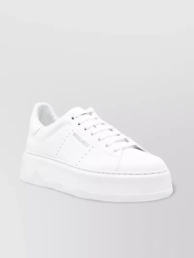 Woolrich Perforated Leather Platform Sneakers In White