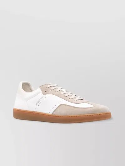 Woolrich Perforated Rubber Sole Suede Panels Sneakers In White