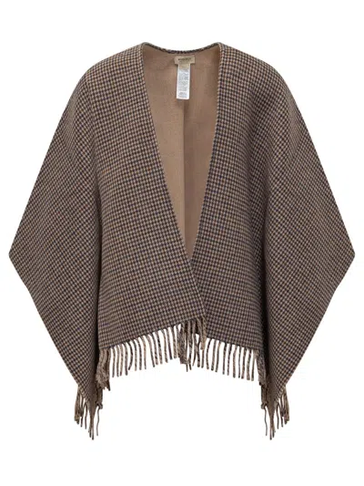 Woolrich Pied De Poule Cape In Beige