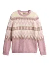 Woolrich Pink Patterned Crewneck Sweater In Beige