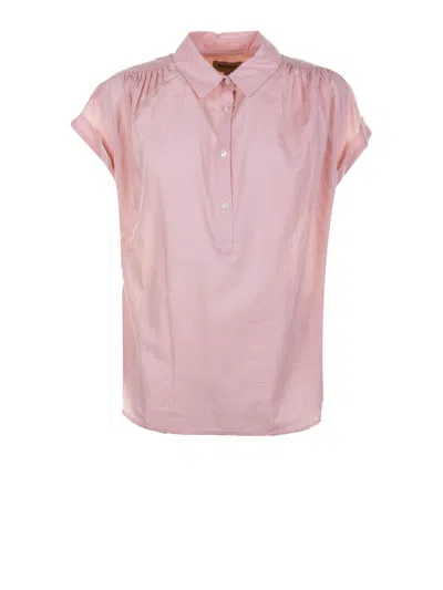 WOOLRICH WOOLRICH PINK SHORT SLEEVE COTTON BLOUSE