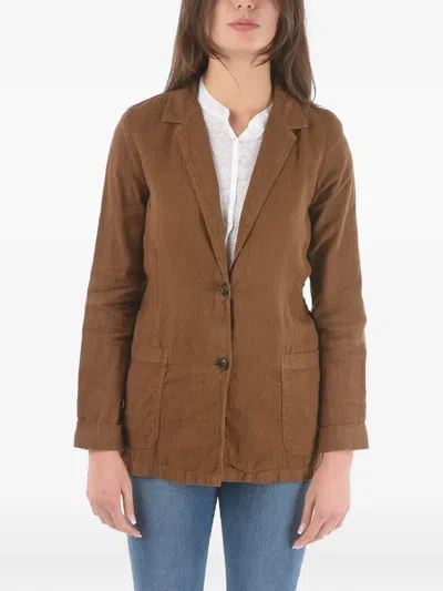 Woolrich Pinstriped Single-breasted Blazer In Brown