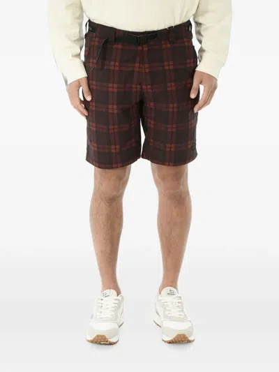 Woolrich Plaid Belted Shorts In Brown