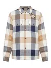 Woolrich Checked Wool Blend Shirt Jacket With Chest Pockets In Brown