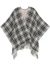 Woolrich Checked Fringed Cape In 黑色