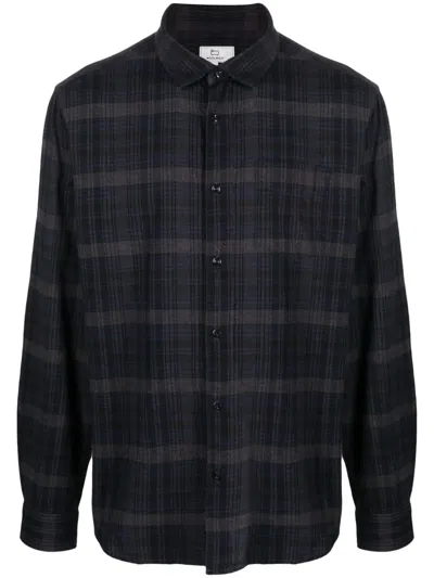 Woolrich Plaid-check Pattern Flannel Shirt In Blue