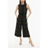 Woolrich Plaid Check Wool Blend Gauze Jumpsuit With Drawstring Women's Waist