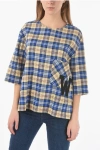 Woolrich Plaid Checked Oversized T-shirt With Maxi Monogram Patch