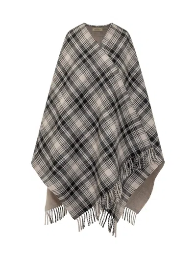 Woolrich Checked Fringed Cape In Multi