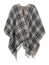 Woolrich Checked Fringed Cape In White