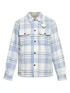 Woolrich Plaid Logo Jacket With Structured Collar In White