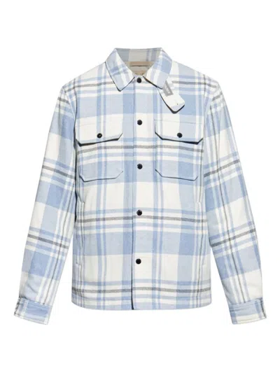 WOOLRICH WOOLRICH PLAID LOGO JACKET WITH STRUCTURED COLLAR