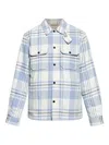 Woolrich Plaid Logo Jacket With Structured Collar In White