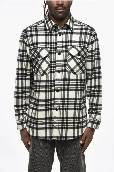 Woolrich Plaid Motif Cashmere Shirt With Double Breast Pocket In Multi