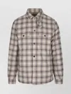 Woolrich Plaid Pattern Collared Jacket Chest Pockets In Gray
