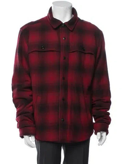 Pre-owned Woolrich Plaid Print Bomber Jacket In Red