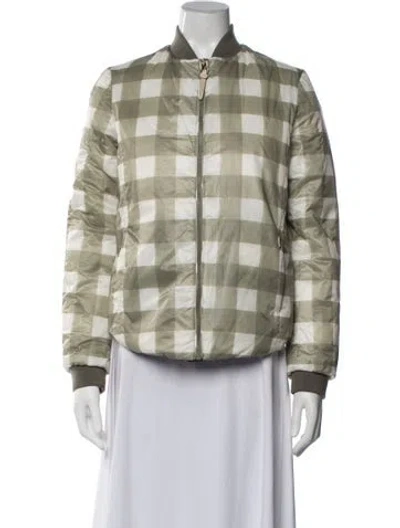 Pre-owned Woolrich Plaid Print Bomber Jacket W/ Tags In Green