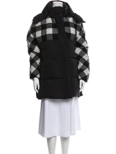 Pre-owned Woolrich Plaid Print Coat W/ Tags In Black