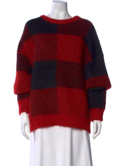Pre-owned Woolrich Plaid Print Crew Neck Sweater In Red