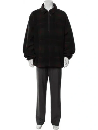 Pre-owned Woolrich Plaid Print Jacket In Black