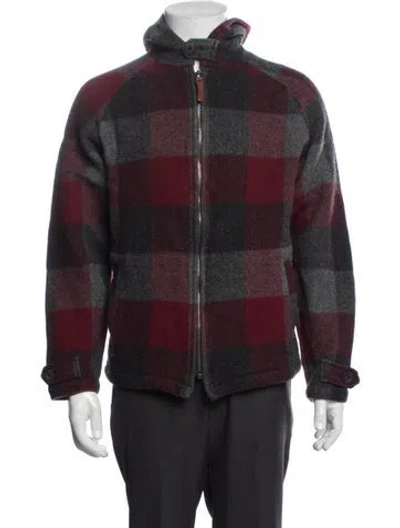 Pre-owned Woolrich Plaid Print Jacket In Burgundy