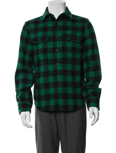 Pre-owned Woolrich Plaid Print Jacket In Green